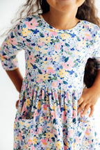 Fall Floral 3/4 Sleeve Pocket Twirl Dress by Mila & Rose ®