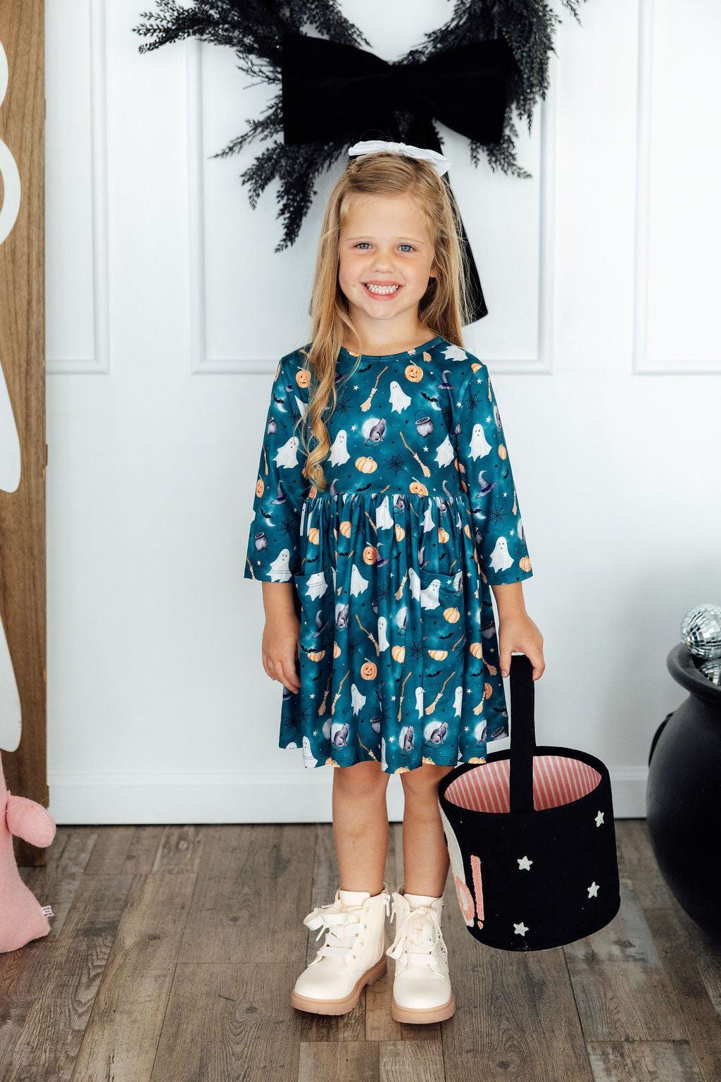Happy Haunting 3/4 Sleeve Pocket Twirl Dress by Mila & Rose ®
