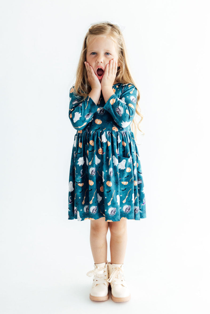 Happy Haunting 3/4 Sleeve Pocket Twirl Dress by Mila & Rose ®