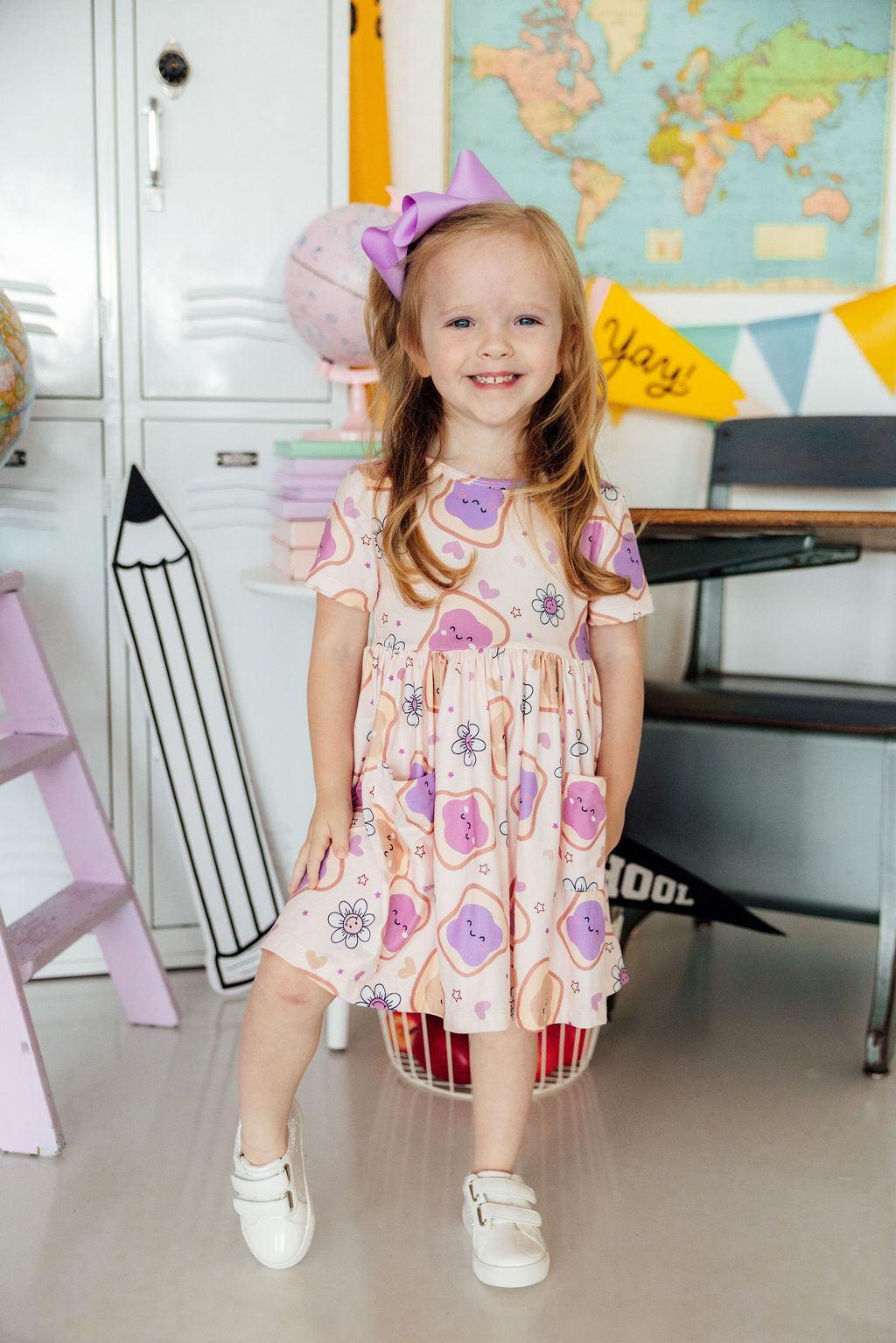 Peanut Butter Jelly Time S/S Pocket Twirl Dress by Mila & Rose ®