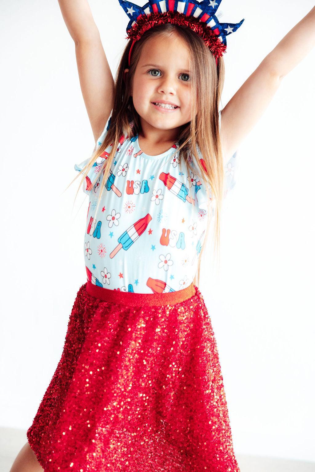 SALE Proudly Patriotic S/S Flutter Sleeve Leotard by Mila & Rose ®