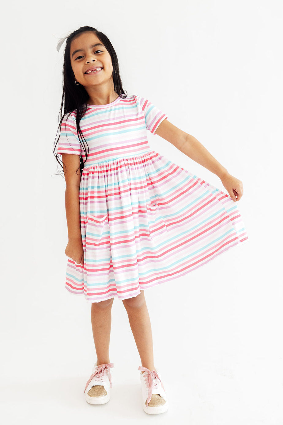 Pastel Stripes S/S Pocket Twirl Dress by Mila & Rose ®