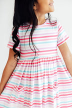 Pastel Stripes S/S Pocket Twirl Dress by Mila & Rose ®
