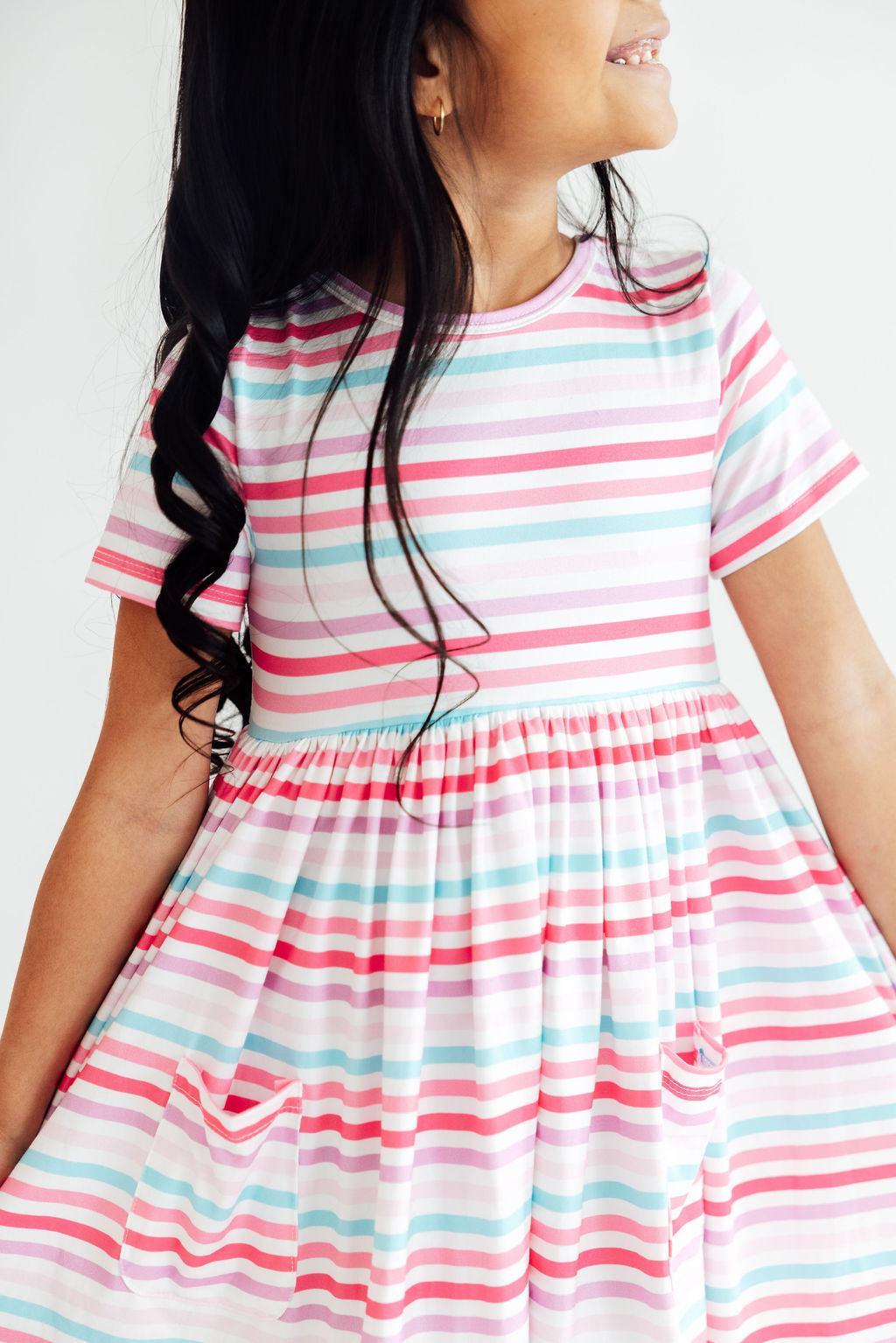 Pastel Stripes S/S Pocket Twirl Dress by Mila & Rose ®