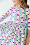 Mardi Gras 3/4 Sleeve Pocket Twirl Dress by Mila & Rose ®