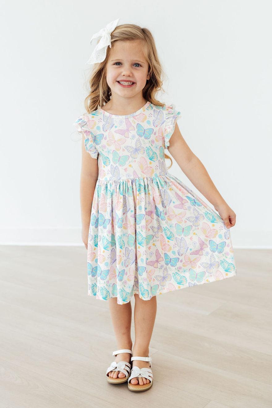 Fluttering Butterflies Flutter Sleeve Twirl Dress by Mila & Rose ®