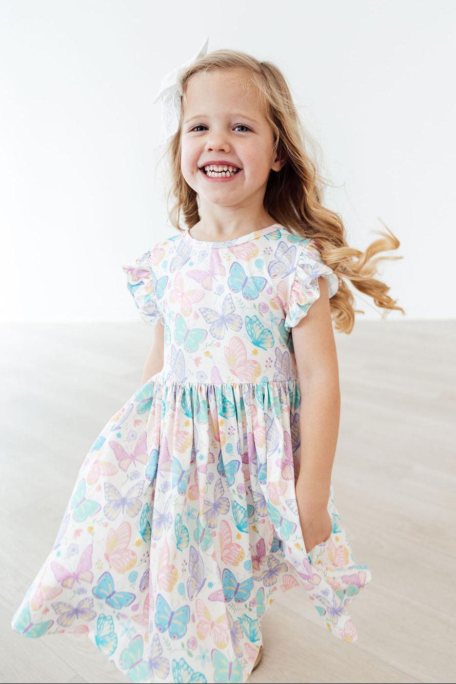 Fluttering Butterflies Flutter Sleeve Twirl Dress by Mila & Rose ®