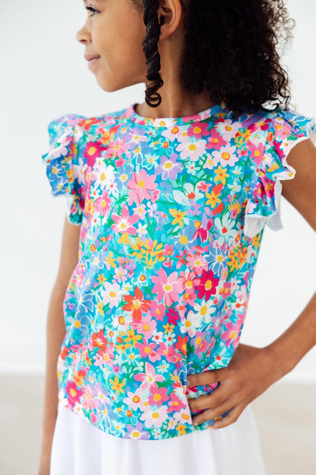 Preppy Floral S/S Ruffle Tee by Mila & Rose ®