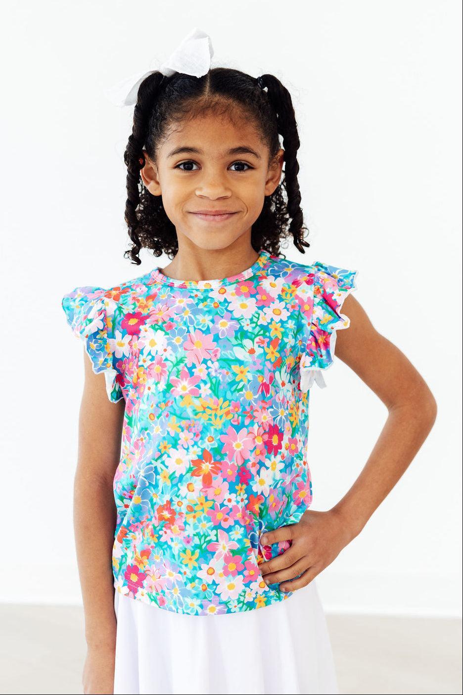 Preppy Floral S/S Ruffle Tee by Mila & Rose ®