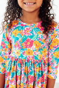 Floral Fiesta 3/4 Sleeve Pocket Twirl Dress by Mila & Rose ®