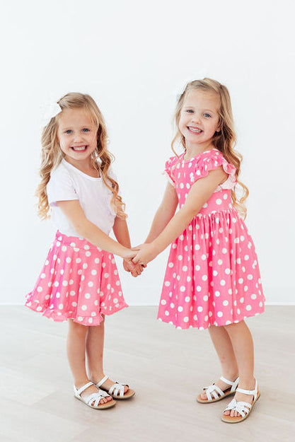 Pink Polka Dots Flutter Sleeve Twirl Dress by Mila & Rose ®