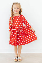 Red Polka Dots 3/4 Sleeve Pocket Twirl Dress by Mila & Rose ®