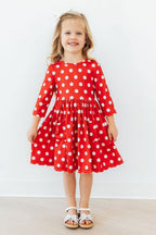 Red Polka Dots 3/4 Sleeve Pocket Twirl Dress by Mila & Rose ®