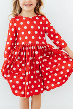 Red Polka Dots 3/4 Sleeve Pocket Twirl Dress by Mila & Rose ®