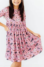 Petals & Ponies 3/4 Sleeve Pocket Twirl Dress by Mila & Rose ®