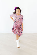 Petals & Ponies 3/4 Sleeve Pocket Twirl Dress by Mila & Rose ®