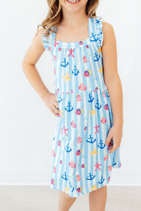 Tidepool Treasures Ruffle Cross Back Dress by Mila & Rose ®