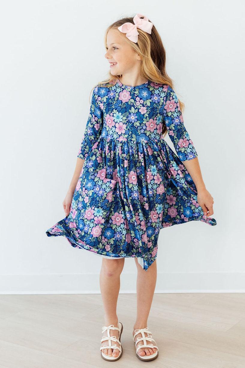 Whimsy 3/4 Sleeve Pocket Twirl Dress by Mila & Rose ®