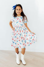 Rainbow Roosters S/S Pocket Twirl Dress by Mila & Rose ®