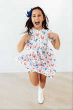 Rainbow Roosters S/S Pocket Twirl Dress by Mila & Rose ®