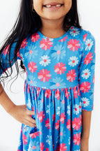 Cotton Candy Daisy 3/4 Sleeve Pocket Twirl Dress by Mila & Rose ®
