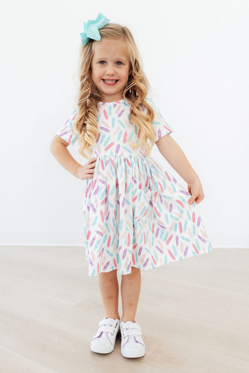Color Crayons S/S Pocket Twirl Dress by Mila & Rose ®
