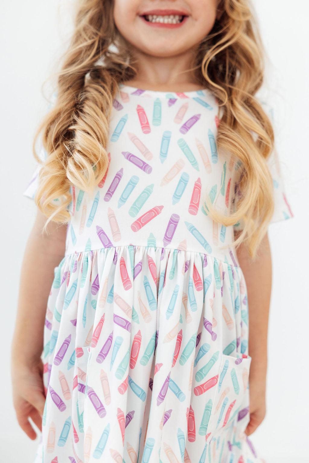 Color Crayons S/S Pocket Twirl Dress by Mila & Rose ®