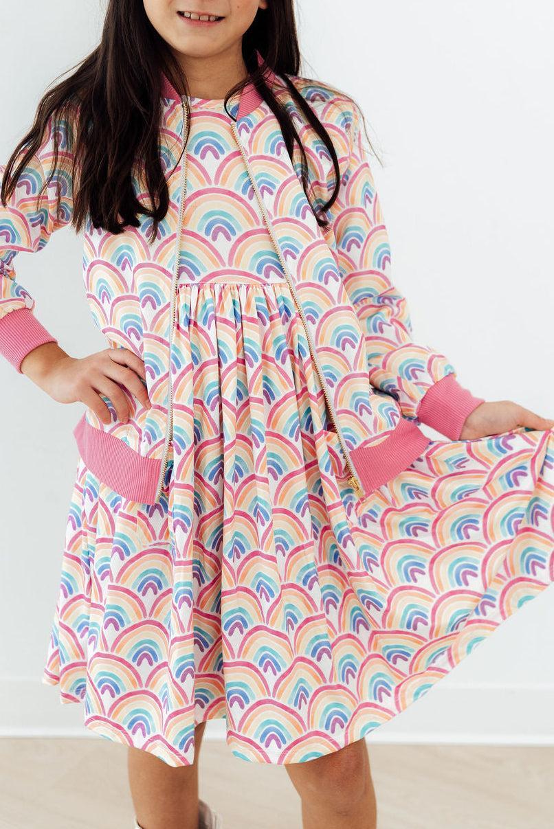 Watercolor Rainbows S/S Pocket Twirl Dress by Mila & Rose ®