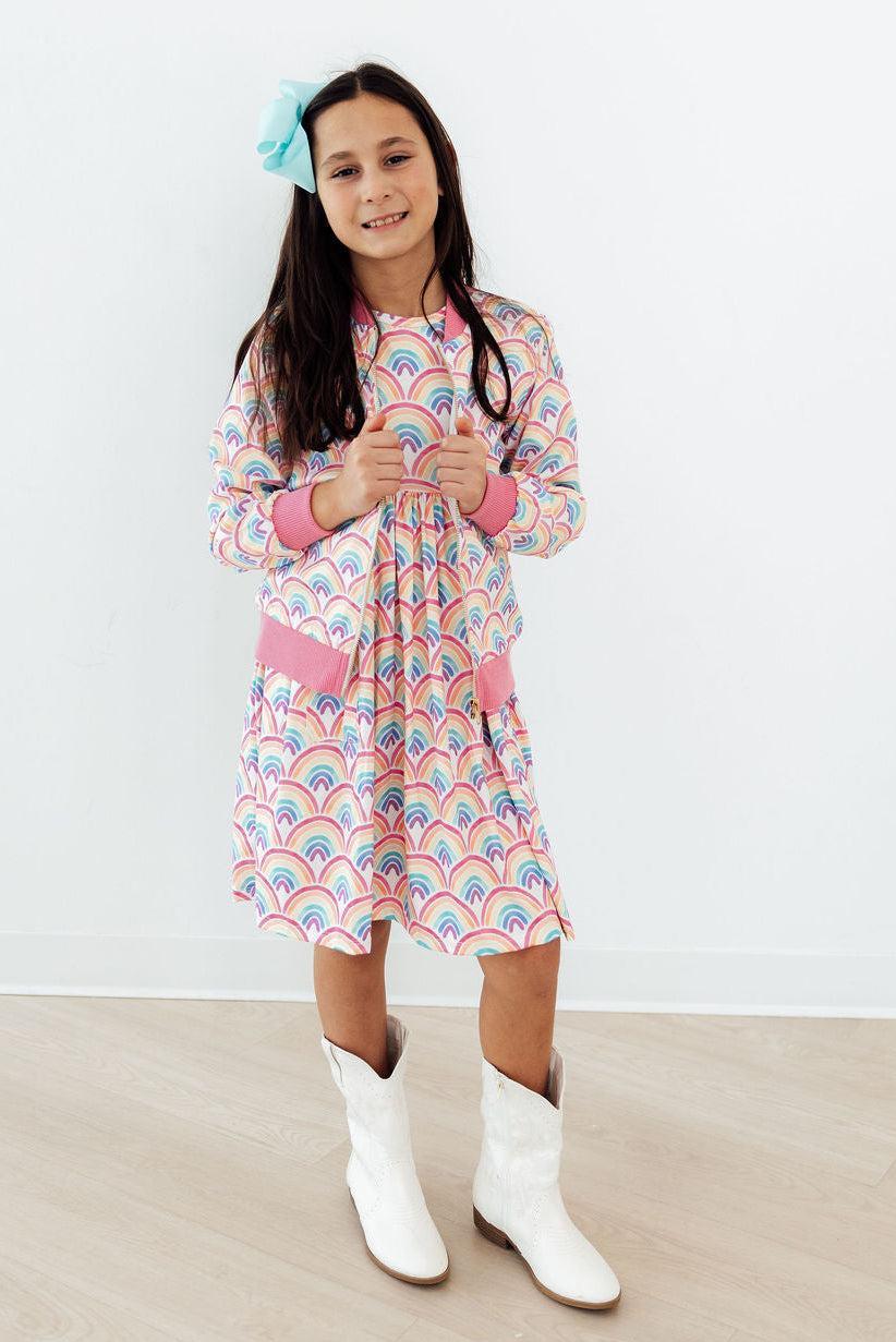 Watercolor Rainbows S/S Pocket Twirl Dress by Mila & Rose ®