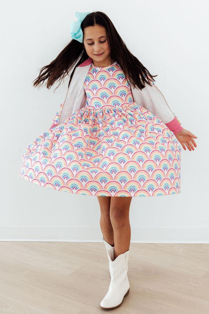 Watercolor Rainbows S/S Pocket Twirl Dress by Mila & Rose ®