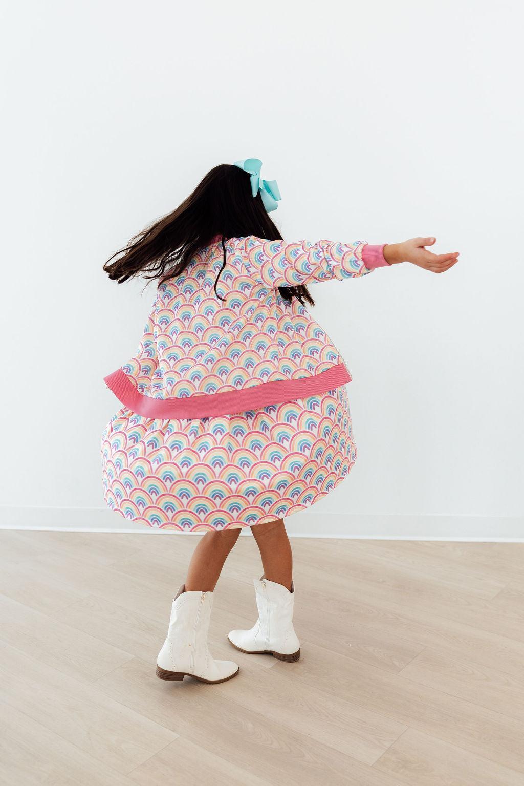 Watercolor Rainbows S/S Pocket Twirl Dress by Mila & Rose ®