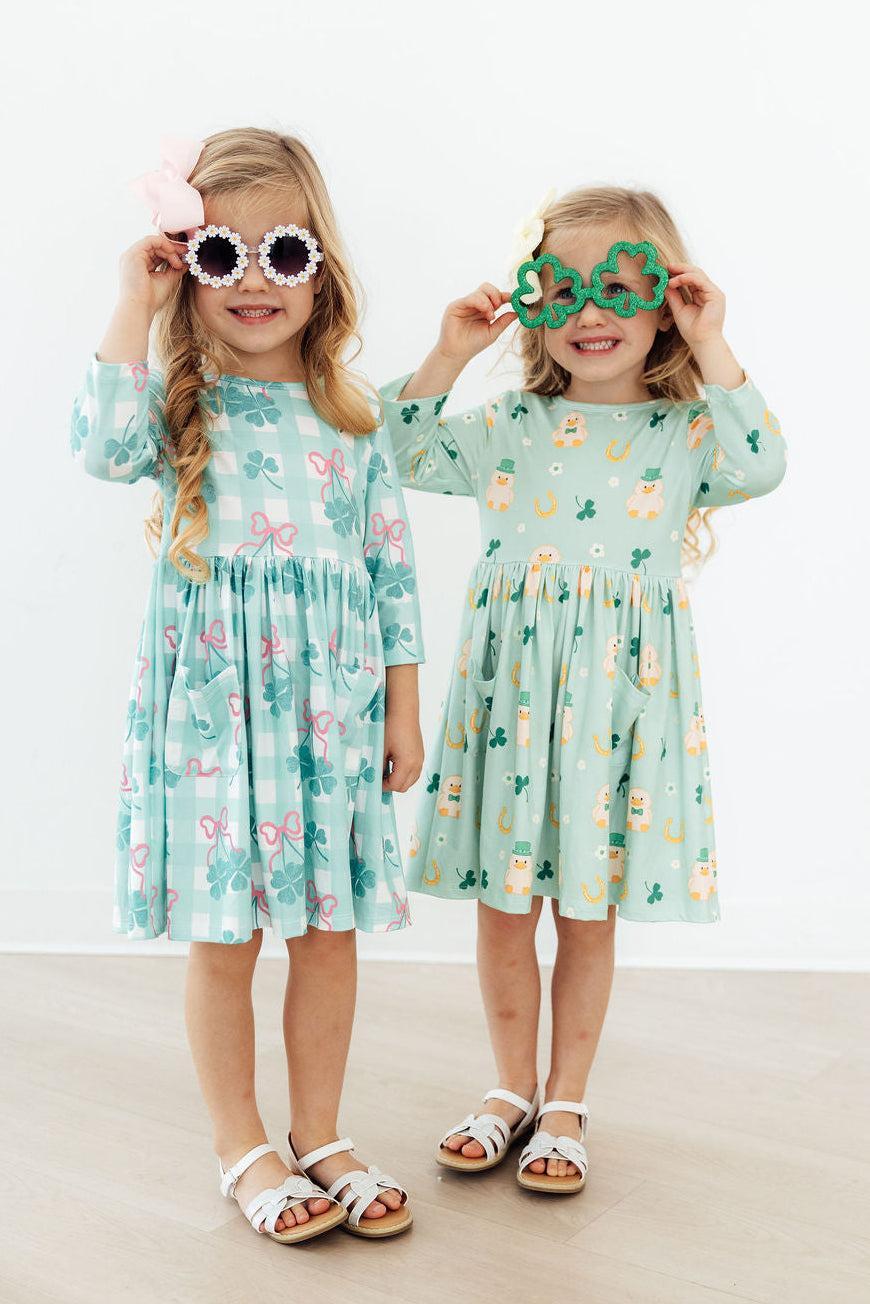 Shamrock Sweetheart 3/4 Sleeve Pocket Twirl Dress by Mila & Rose ®
