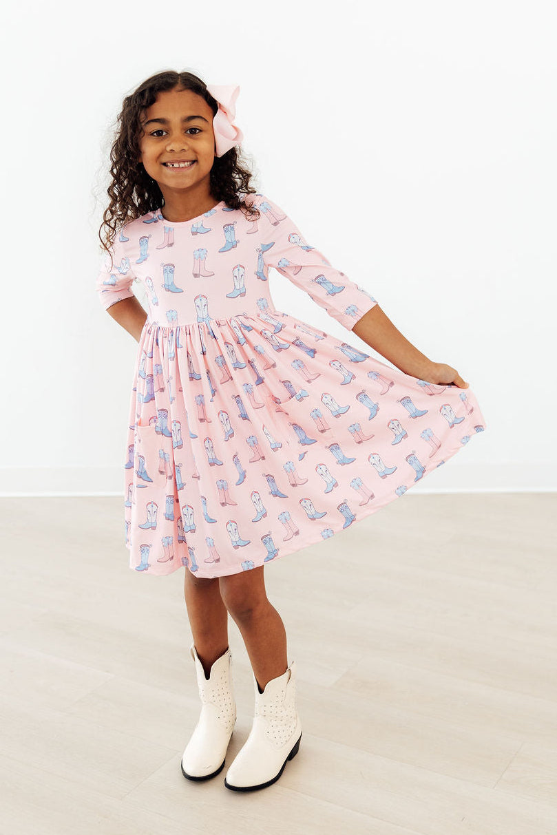 Ribbons & Rodeos 3/4 Sleeve Pocket Twirl Dress by Mila & Rose ®