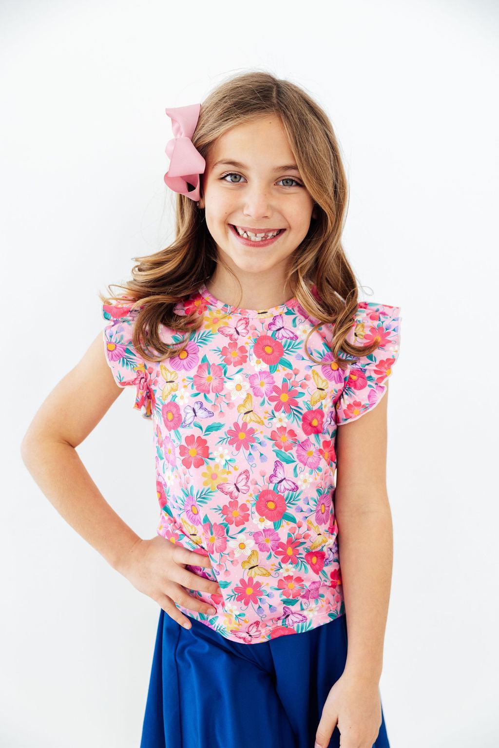 Fluttering Garden S/S Ruffle Tee by Mila & Rose ®