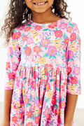 Fluttering Garden 3/4 Sleeve Pocket Twirl Dress by Mila & Rose ®