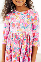Fluttering Garden 3/4 Sleeve Pocket Twirl Dress by Mila & Rose ®