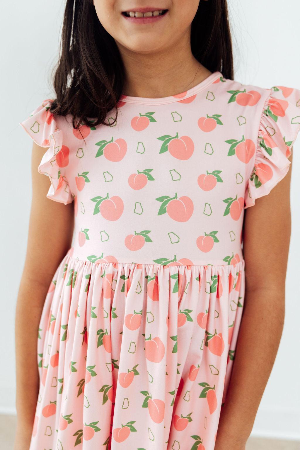 Georgia Peach Flutter Sleeve Twirl Dress by Mila & Rose ®