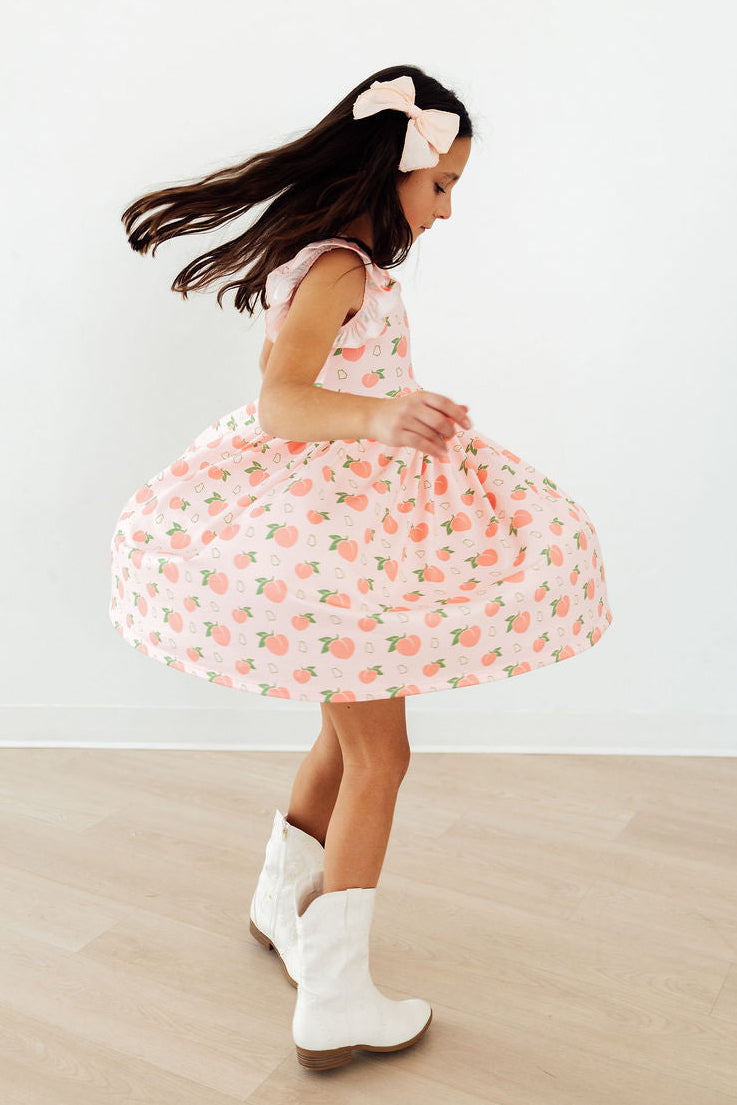 Georgia Peach Flutter Sleeve Twirl Dress by Mila & Rose ®