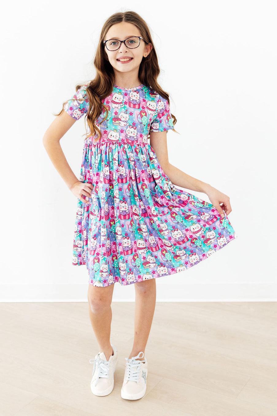 Time to Purr-ty S/S Pocket Twirl Dress by Mila & Rose ®