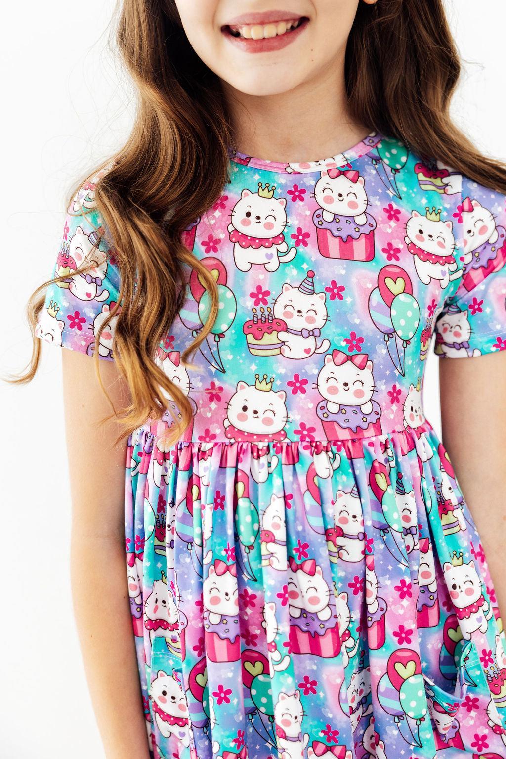 Time to Purr-ty S/S Pocket Twirl Dress by Mila & Rose ®