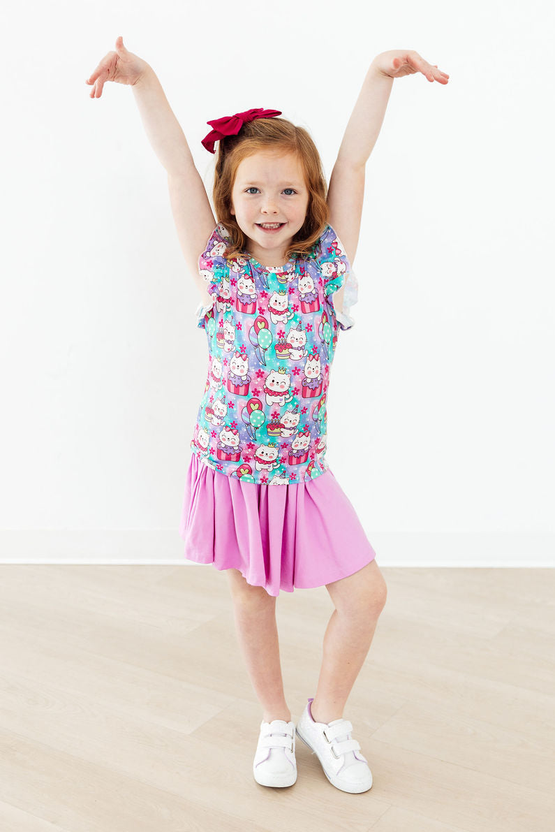 Time To Purr-ty S/S Ruffle Tee by Mila & Rose ®