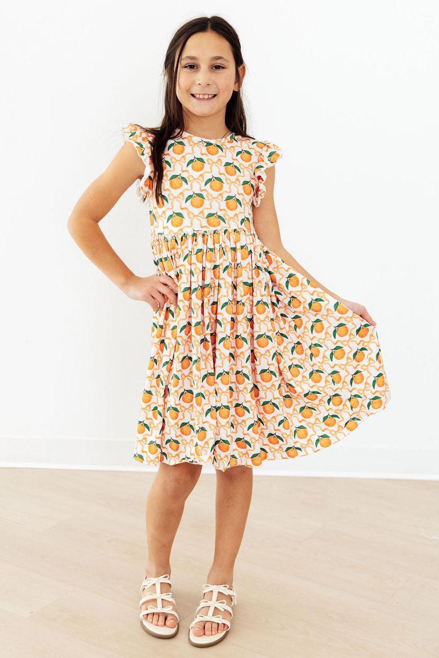 Orange Orchard Flutter Sleeve Twirl Dress by Mila & Rose ®