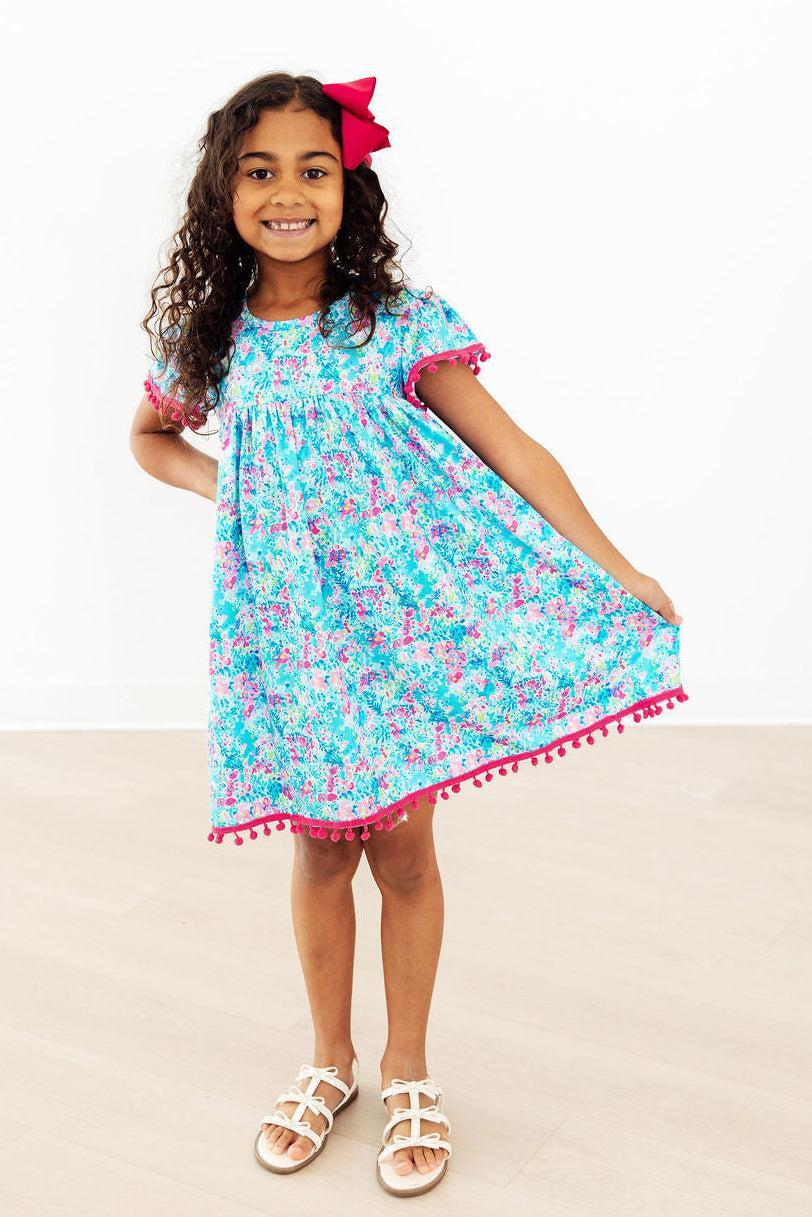 Aqua Garden Pom Pom Dress by Mila & Rose ®