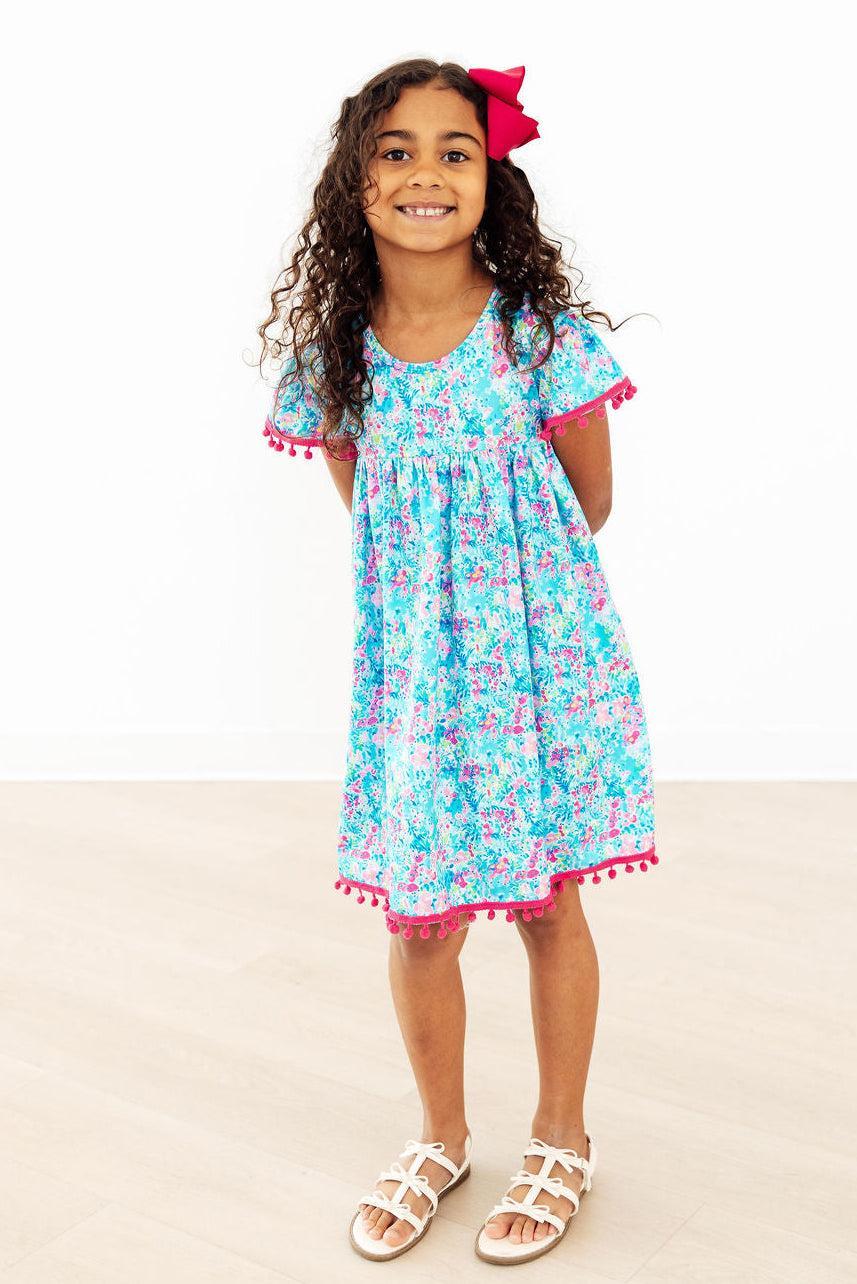Aqua Garden Pom Pom Dress by Mila & Rose ®