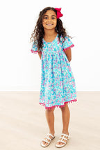 Aqua Garden Pom Pom Dress by Mila & Rose ®