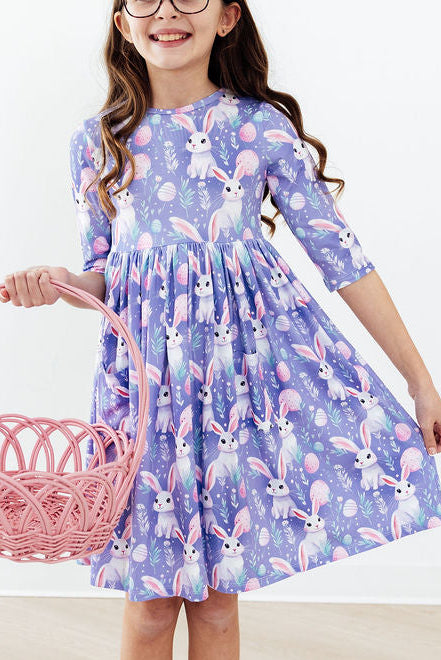 Beautiful Bunnies 3/4 Sleeve Pocket Twirl Dress by Mila & Rose ®