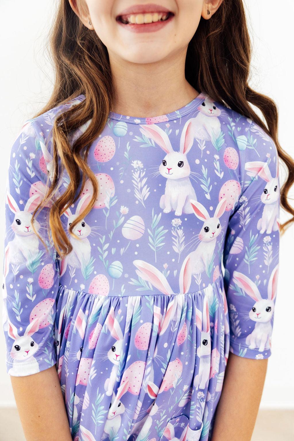 Beautiful Bunnies 3/4 Sleeve Pocket Twirl Dress by Mila & Rose ®