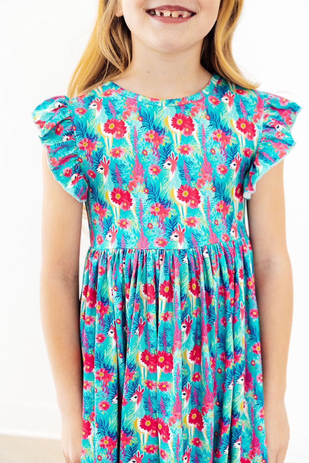Lovely Llamas Flutter Sleeve Twirl Dress by Mila & Rose ®