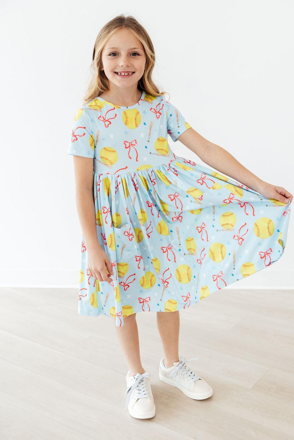 Softball Sweetie S/S Pocket Twirl Dress by Mila & Rose ®
