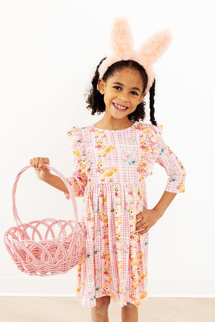 Daisy Ducklings 3/4 Sleeve Ruffle Twirl Dress by Mila & Rose ®